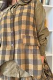 Nora Brushed Cotton Gingham Trapeze Waistcoat Deep Olive